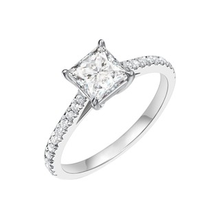 18K White Goldgia Certificate One Carat Princess Diamond Ring Female Proposal Diamond Ring Group Inlaid Wedding Diamond Ring