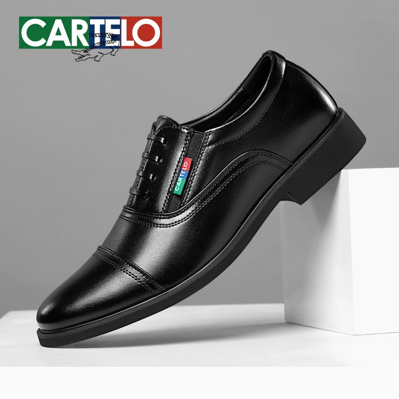 Кожаные туфли с тремя соединениями Мужские кожаные туфли отца бизнес-кэп