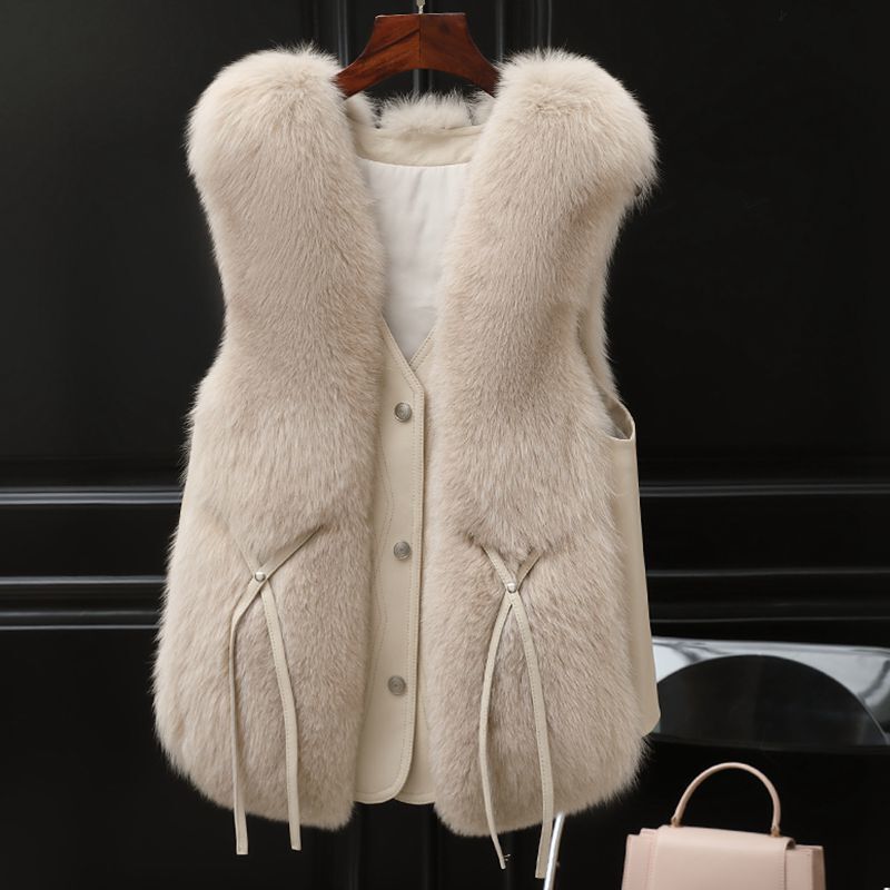 Imitation Fox Fur Vest Young Style 2025 Autumn and Winter New Women's Haining Short Style Fashionable Outer Wear