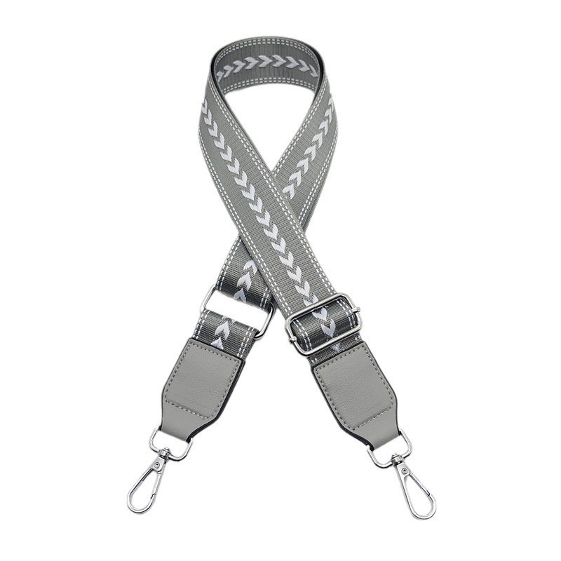 Grey gray with silver leather hook