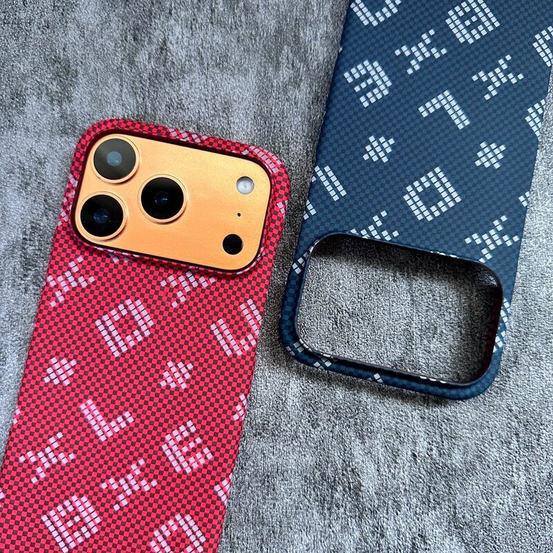 Cross-Border Applicable iPhone 17 Pro Max Kevlar Plaid Letter Magnetic Phone Case for Apple 16, Half-Cover, Lightweight Cross-Border Applicable iPhone 17 Pro Max Kevlar Plaid Letter Magnetic Phone Case for Apple 16, Half-Cover, Lightweight