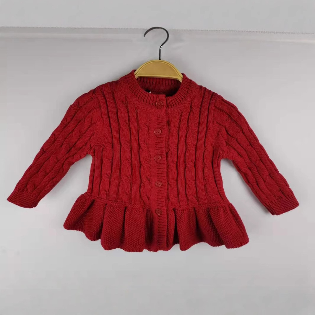 Children's demi-season cotton cute sweater with a round collar