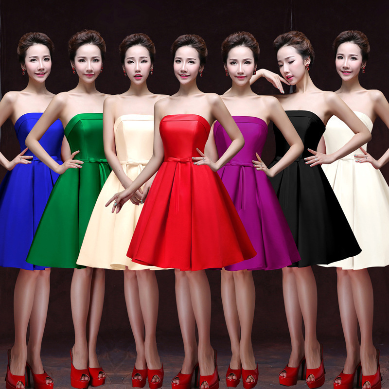 Short Strapless Bridesmaid Dress for Weddings, Annual Parties, and Evening Gatherings, 2026 New Fashion Evening Gown