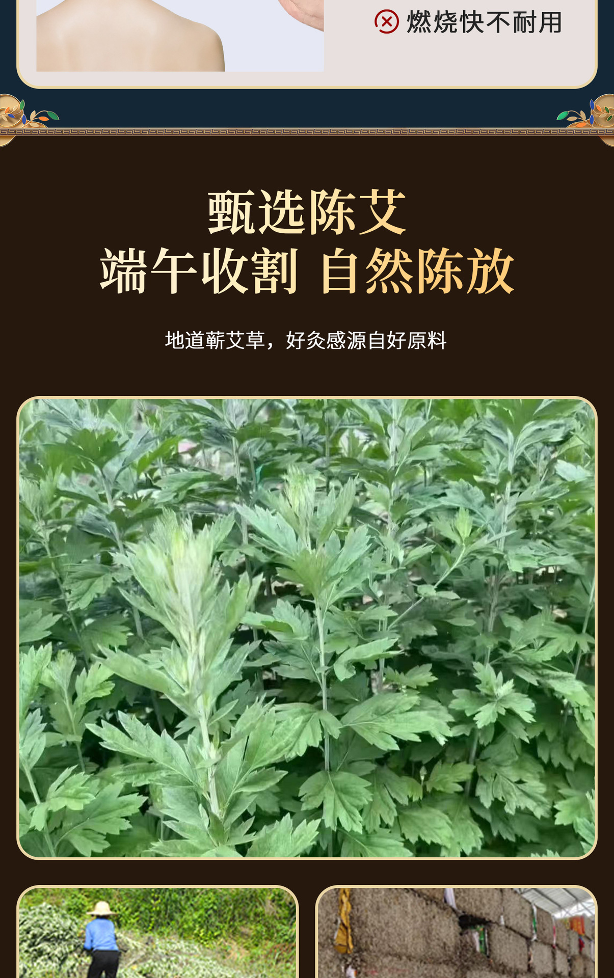 8cm Qiai Moxa Stick Thick Hand-Rolled Mugwort Roll for Whole Body Moxibustion Home and Studio Use quality and texture