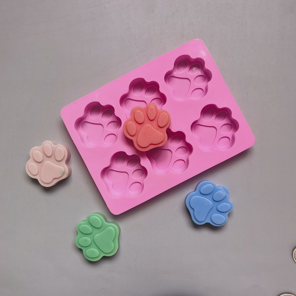 6 incluso molde de pastel de silicona de chocolate con patas de gato, helado, pudín de gelatina, molde de pastel de jabón, herramienta para hornear