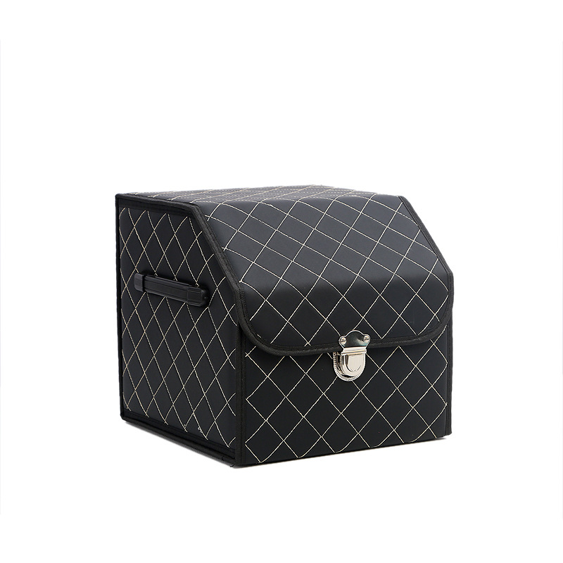 Foldable car storage box, car trunk organizer, leather car storage organizer