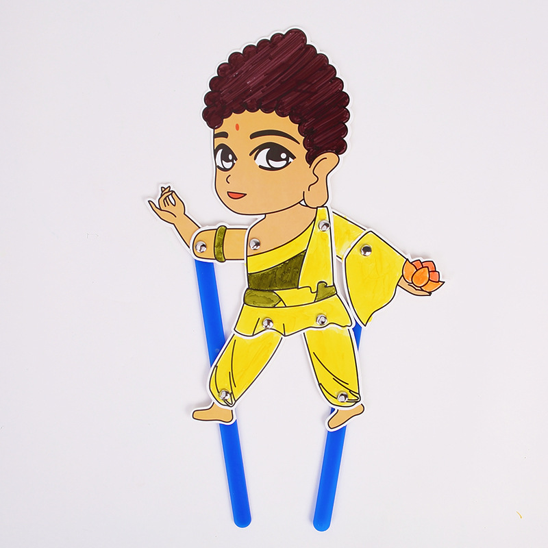 Juego de sombras Diy hecho a mano Viaje al oeste Personajes Puzzle para niños Paquete de material de pintura Jardín de infantes Juguetes de ensamblaje creativo