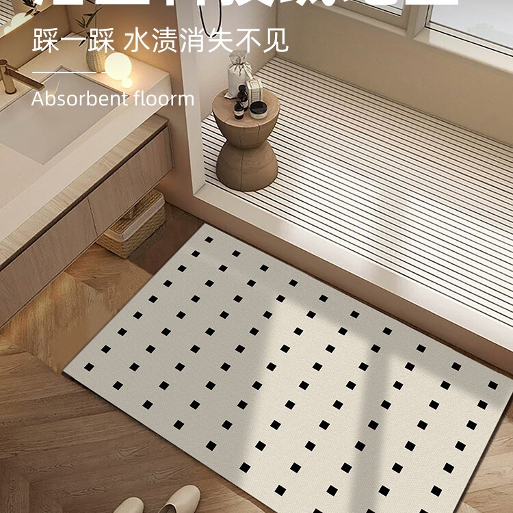 Bathroom Floor Mat, Non-Slip Mat, Absorbent Foot Mat, Anti-Fall Door Carpet, Modern Simple Toilet Bathroom Quick-Drying Mat