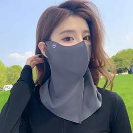 新款冰丝防晒口罩女护颈一体式透气孔骑行面罩3D防紫外线无痕面罩