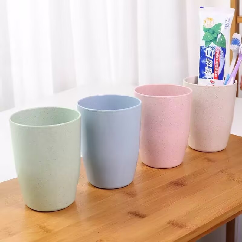 Wheat Straw Mouthwash Cup, Household Plastic Cold Water Cup, Simple Toothbrushing Cup, Dormitory Direct Drinking Cup, Washing Cup Wholesale
