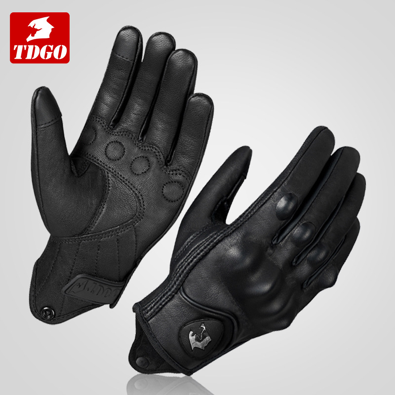 Motorcycle Gloves Men's Winter Windproof and Warm Retro Motorcycle Female Rider Electric Vehicle Riding Gloves Anti-Fall All Year Round
