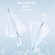 包邮一次性透明雨伞批货长柄自动PVC塑料白色高颜值透明伞