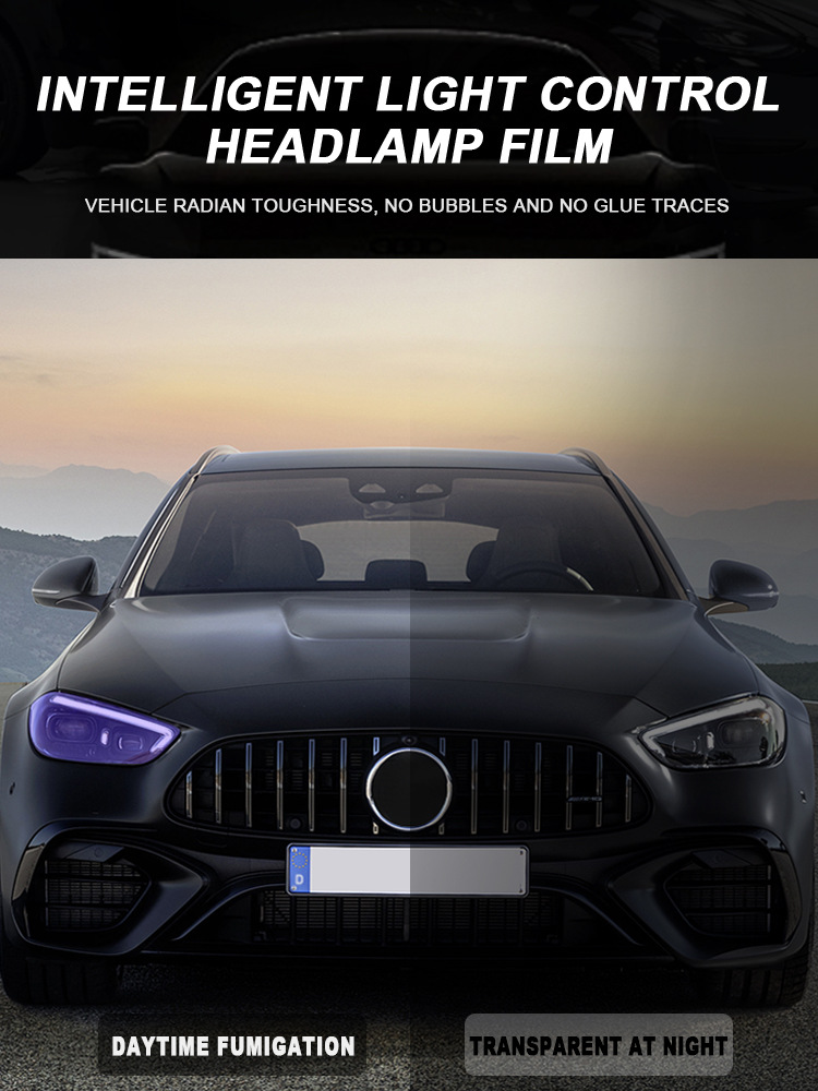 Cross-Border Exclusive Supply Suitable for Cadillac Ct5 Luxury Tpu Light-Controlled Color-Changing White-To-Purple-White-To-Black Protective Film