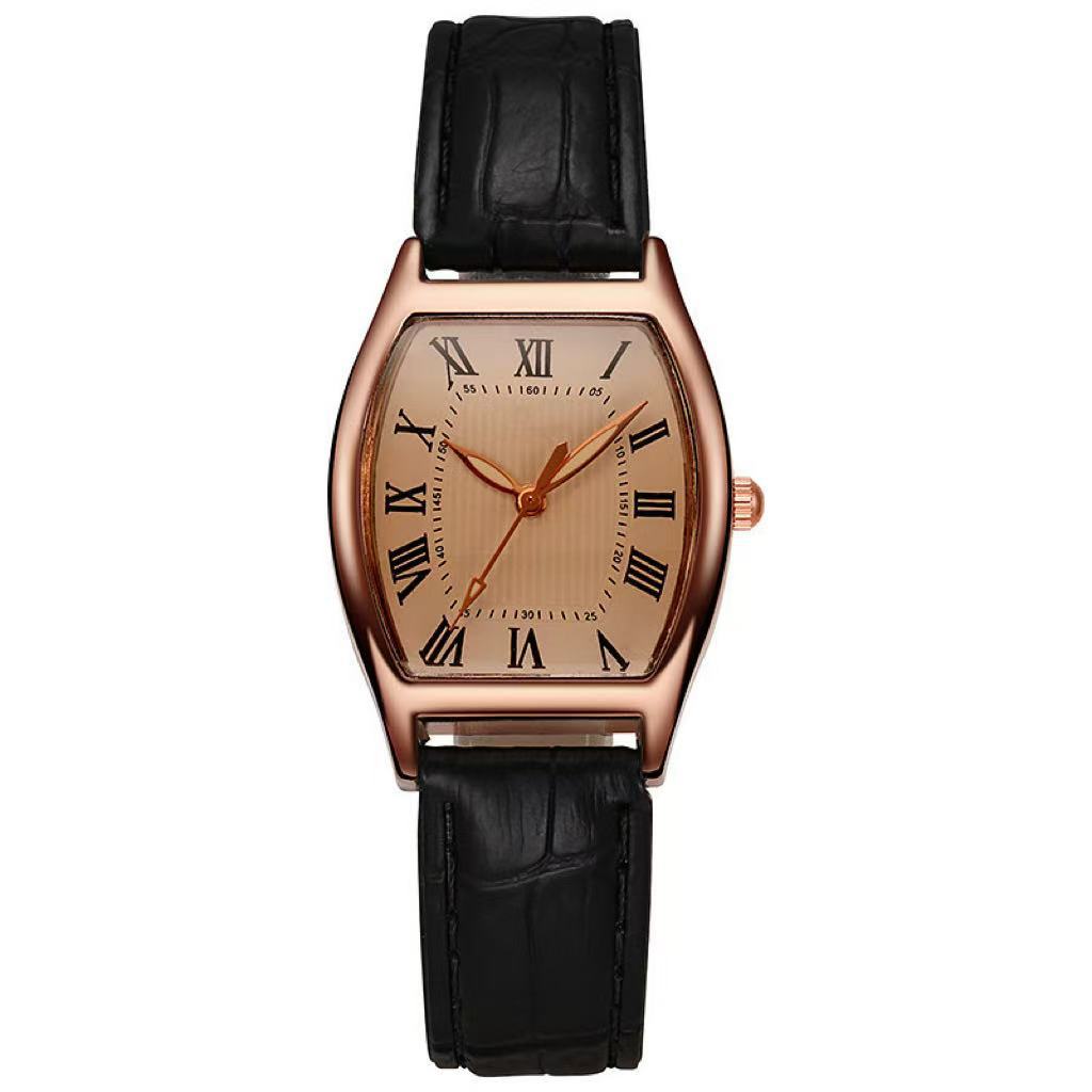 2024 nuevo reloj de cuarzo para mujer, reloj de cinturón en forma de barril de vino de estilo retro, reloj simple para estudiantes