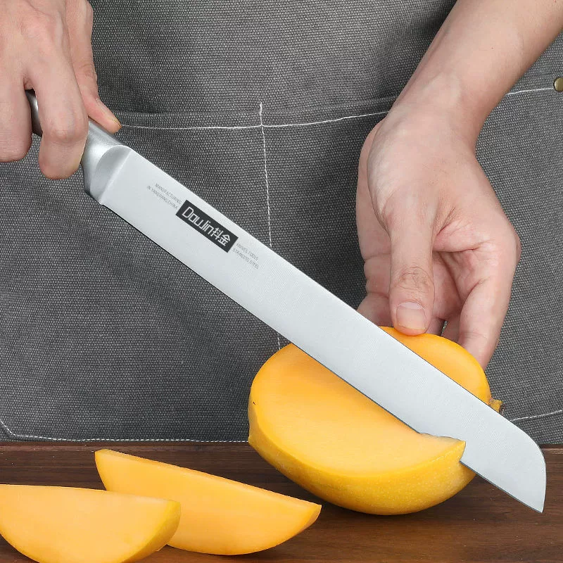 Цельнометаллический интегрированный фруктовый нож для домашнего использования, длинный фруктовый нож из нержавеющей стали с чехлом для ножа, большой фруктовый нож для нарезки арбуза.