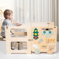 木製学習塔クロスボーダー児童台段腰掛け幼児厨房腰掛け学生机黒板付き調節可能タブレット