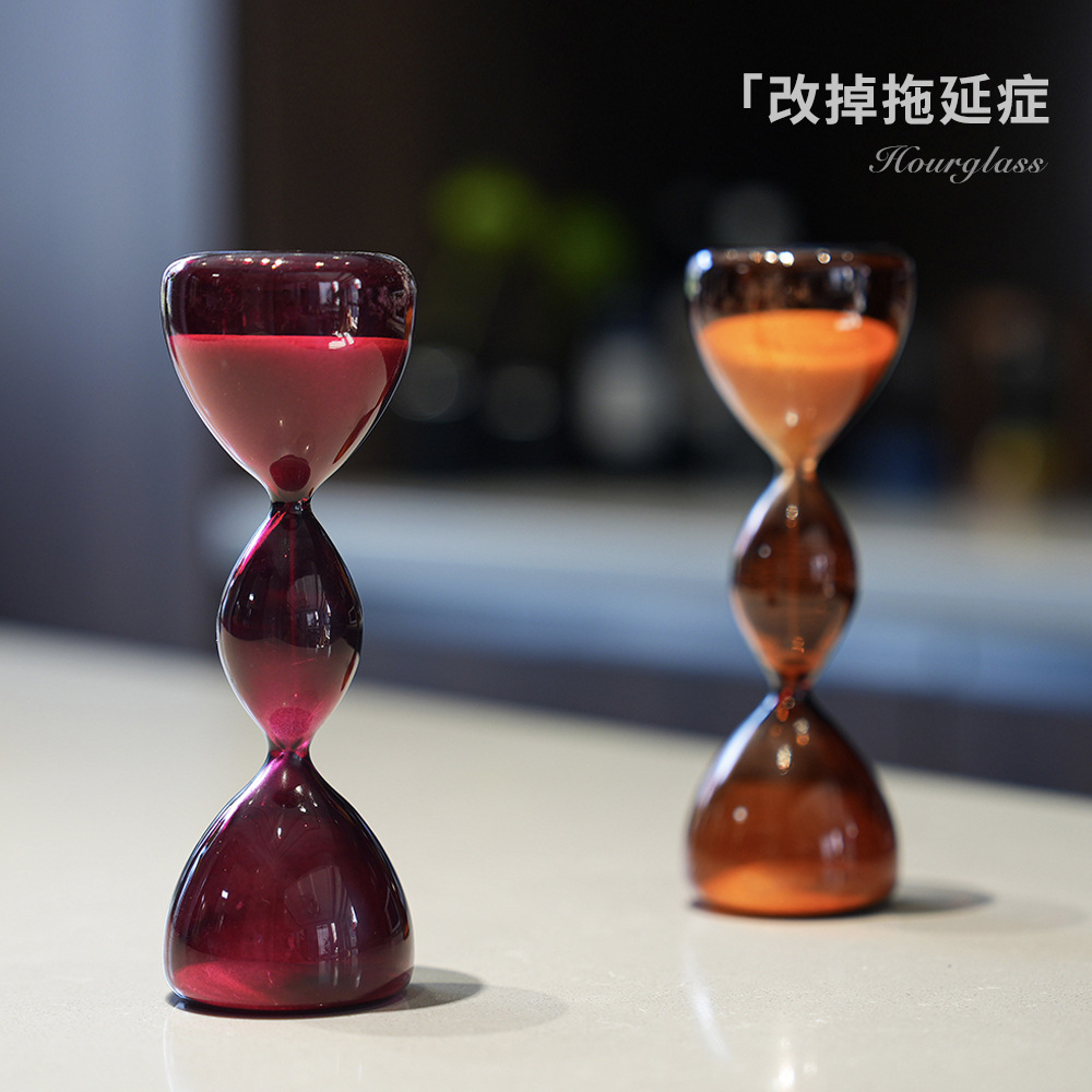 Reloj de arena de vidrio creativo Tres capas de color reloj de arena temporizador personalidad estilo moderno fabricante de decoración del hogar al por mayor image 2