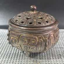 批发仿古做旧纯铜三足兽纹熏香炉工艺品摆件仿青铜器直播一件代发
