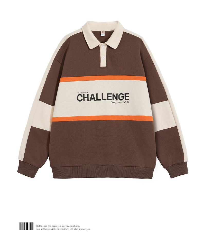 Men's Polo Shirt With Contrasting Patchwork And Loose Collar_voghion.com