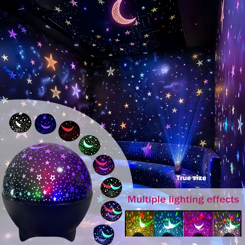 亚马逊 TEMI SY TK爆款七彩创意梦幻迷你星空北极光投影灯氛围灯|undefined