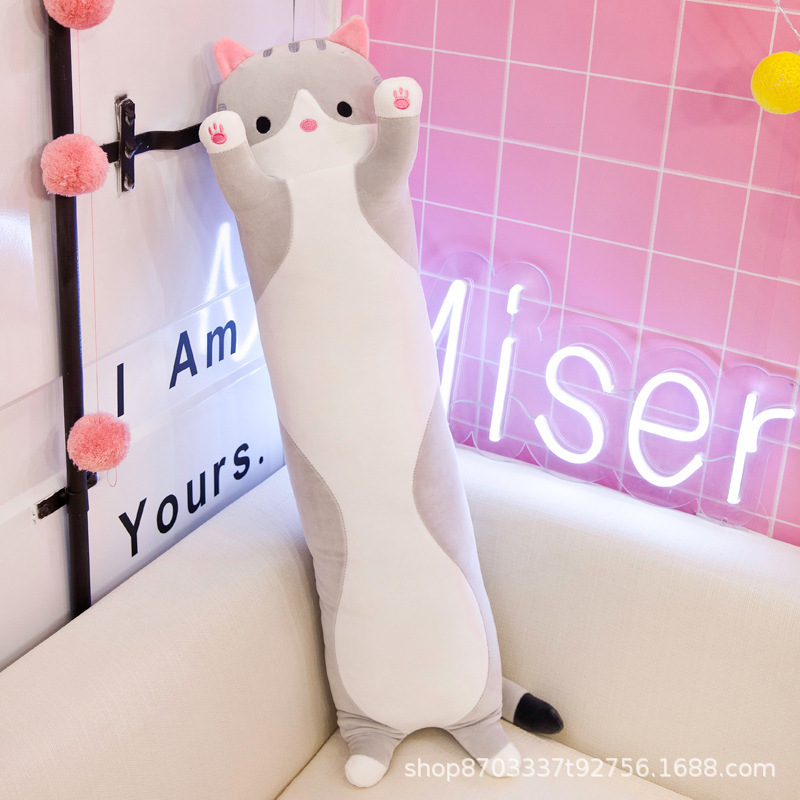 Cross-Border New Long Cat Pillow Toy Doll Lying Cat Pillow Boutique Plush Toy Foreign Trade Best-Selling Model