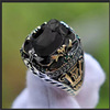 Men's emerald stone inlay, retro ring, jewelry