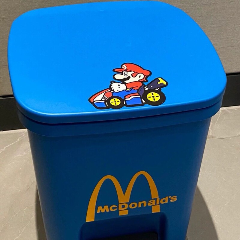 Mcdonald's Trash Can for Home Use with Lid, Suitable for Kitchen, Bathroom, Bedroom, and Living Room, Large Capacity, Pedal-Operated, High Aesthetic Wastebasket