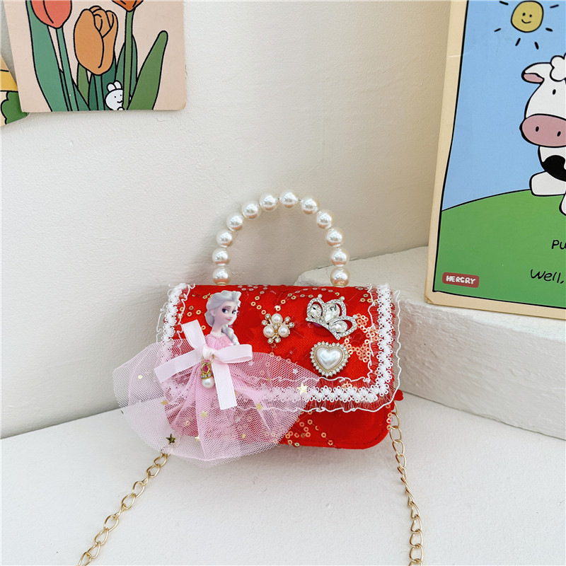 Nuevo rojo niñas nuevo año bolsa lindo arco princesa bebé bolso niña moneda monedero bolso de hombro