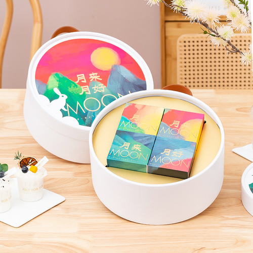  Round 8-petal Mid-Autumn Mooncake Packaging Box High-end 100g Egg Yolk Pastry Ice Skin Gift Box Empty Gift Box