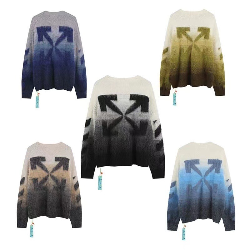 Off sweater long coat ow tide brand gradient arrow mohair sweater sweater lovers wholesale