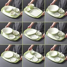 祥源美密胺餐具盘子商用饭店学校食堂打饭套餐自助快餐配菜盘托盘