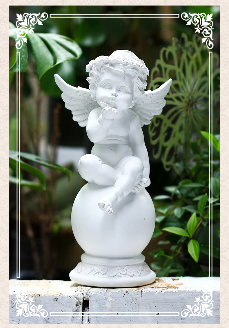 New Pure White Sitting Top Little Angel Diy Religious Decoration Birthday Gift Resin Crafts display picture 1