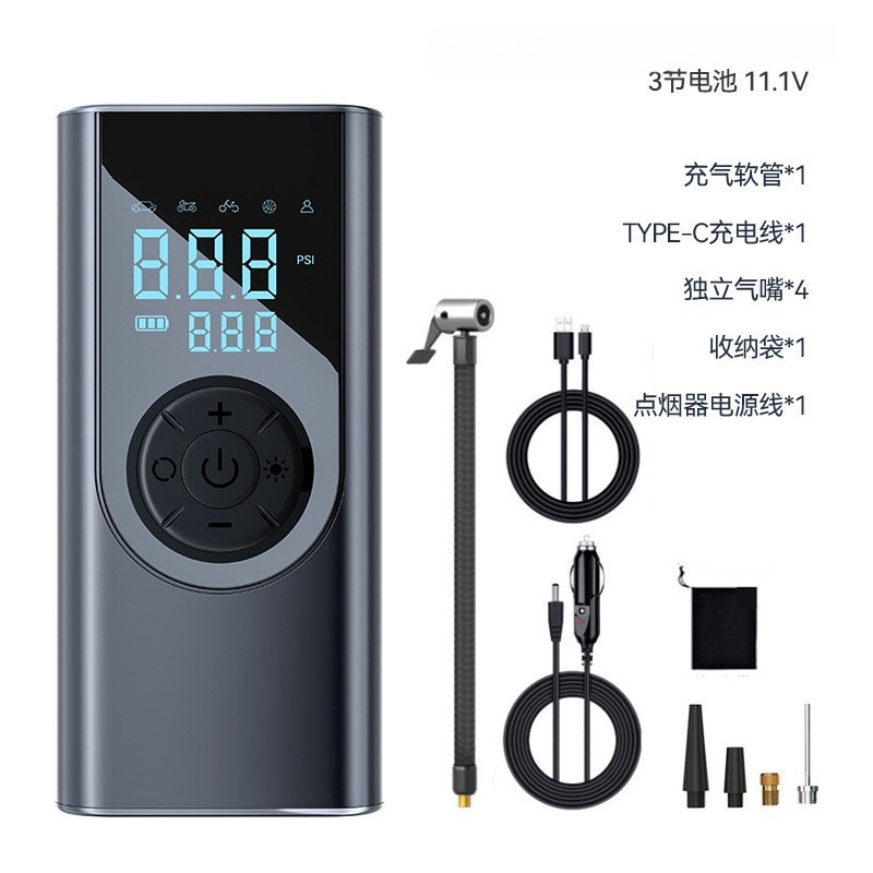 2025 車のエアポンプワイヤレスデジタルディスプレイデュアルスクリーンエアポンプタイヤポンプ電動ポンプカー用品