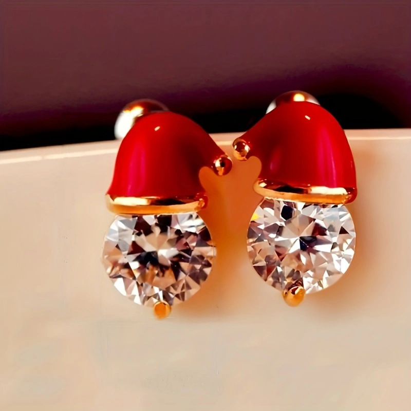 nouvelles boucles d'oreilles de Noël pour l'automne et l'hiver Boucles d'oreilles simples de Noël Boucles d'oreilles chapeau de Noël de style mignon_voghion.com