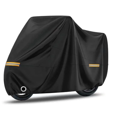 Cross-Border Motorcycle Cover, Outdoor Vehicle Cover, Motorcycle Cover, Electric Vehicle Cover, Waterproof and Sun-Proof Bicycle Cover, Rainproof (Car clothing) - s-black-3-reflective-strips