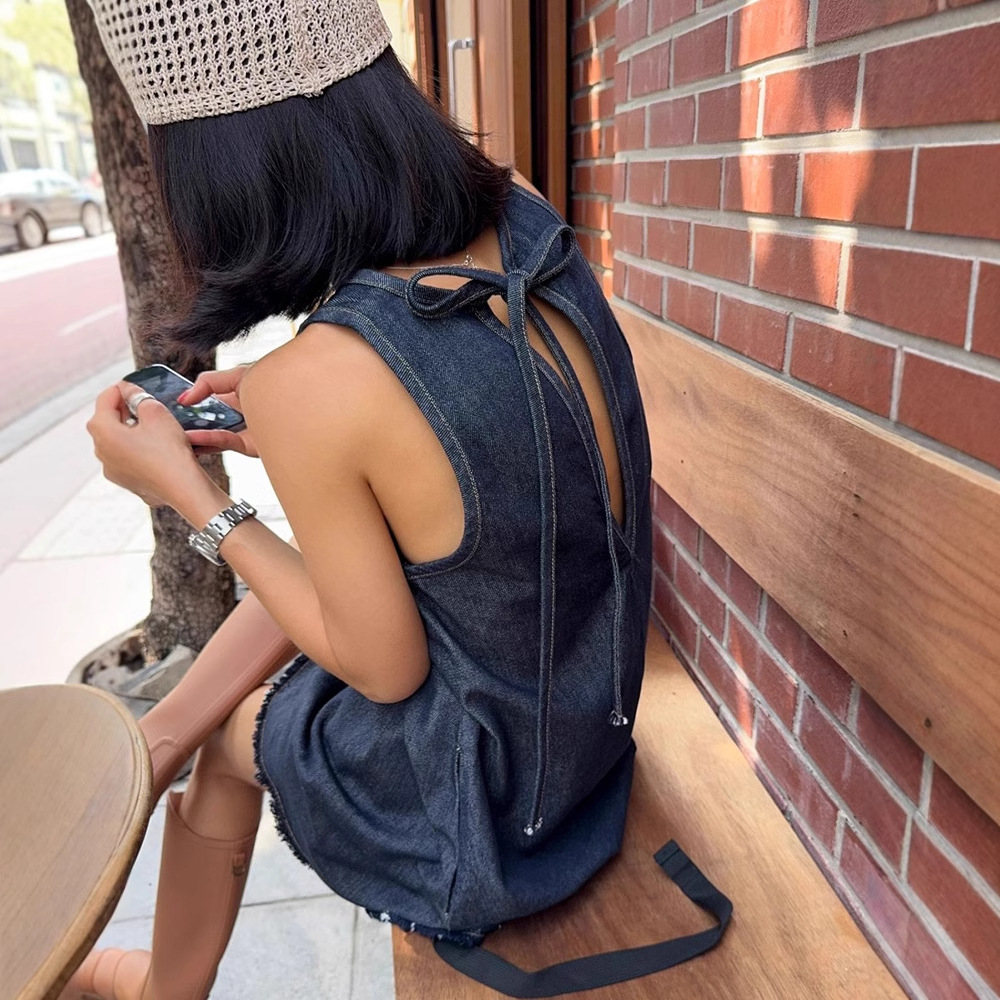 Summer retro design belt with bow