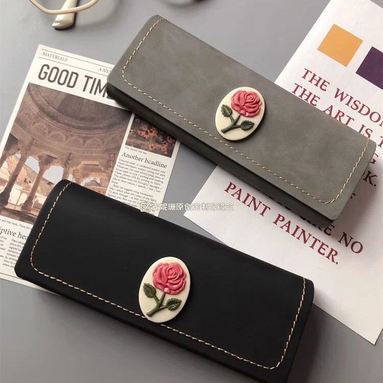 Storage Bag Rose Light Luxury Artistic Retro Fresh Sunglasses Sunglasses Storage Box Frame Glasses Box Portable Women