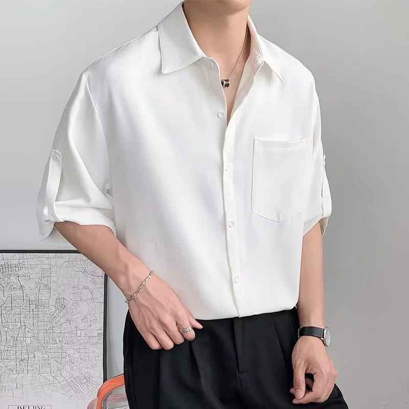 Шелковая oversize-рубашка, тонкая дышащая ткань, сексуальная свободная посадка (//хаки), размер M–3XL