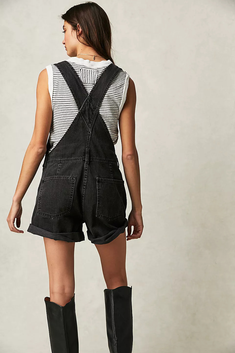 Women's Solid Colour Loose Fit Denim Overalls Casual Cotton Jeans_voghion.com
