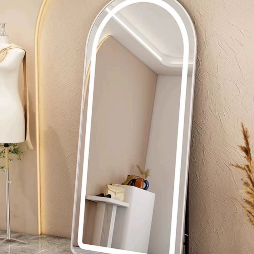 Espejo de prueba de suelo, espejo luminoso, espejo de cuerpo entero, espejo luminoso de suelo, espejo inteligente de suelo