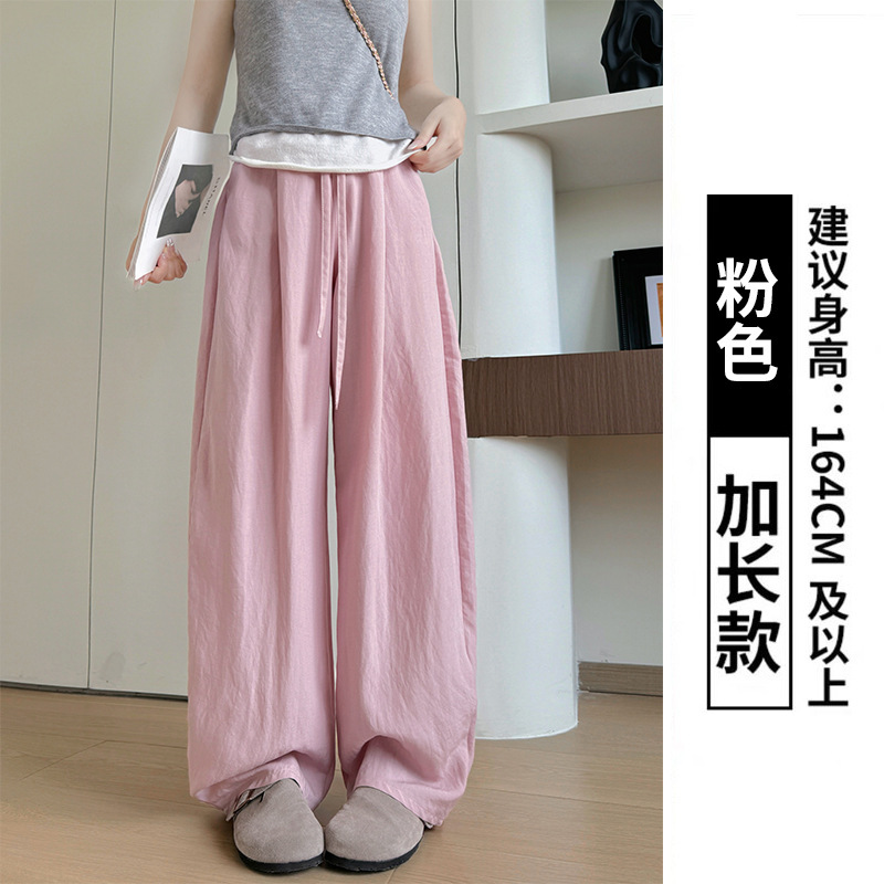 女性用オールインワンウォッシュドテンセルリネンワイドレッグパンツ、夏用薄手ハイウエストルーズストレートパンツ、レイジーカジュアルシミターパンツ|undefined