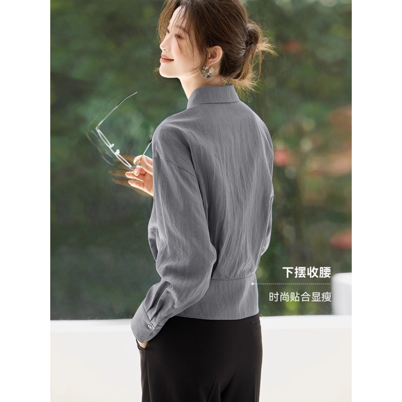 沫晗依美女士衬衫上衣2026秋季爆款小衫收腰显瘦衬衣