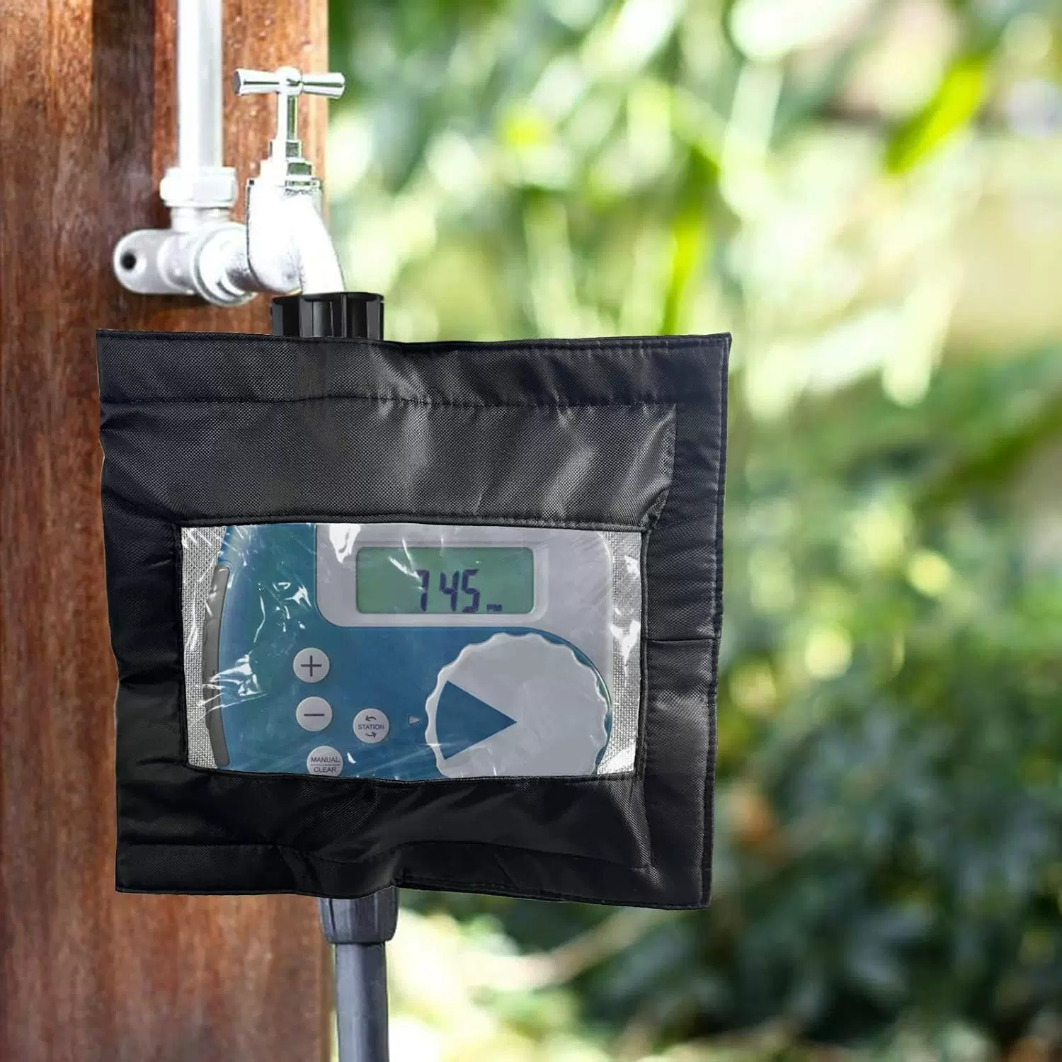 跨境新品便捷式冬季透明pvc软管定时器保护套带魔术贴固定