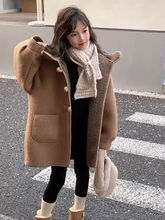 童装毛呢外套秋冬2025新款保暖韩版儿童加厚中长款女大童加绒大衣
