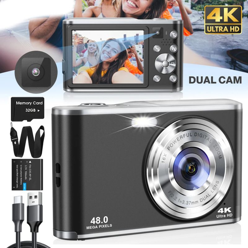New Dc306 Digital Camera Hd Video Entry-Level Dual Camera Retro Portable Card Machine Student Party