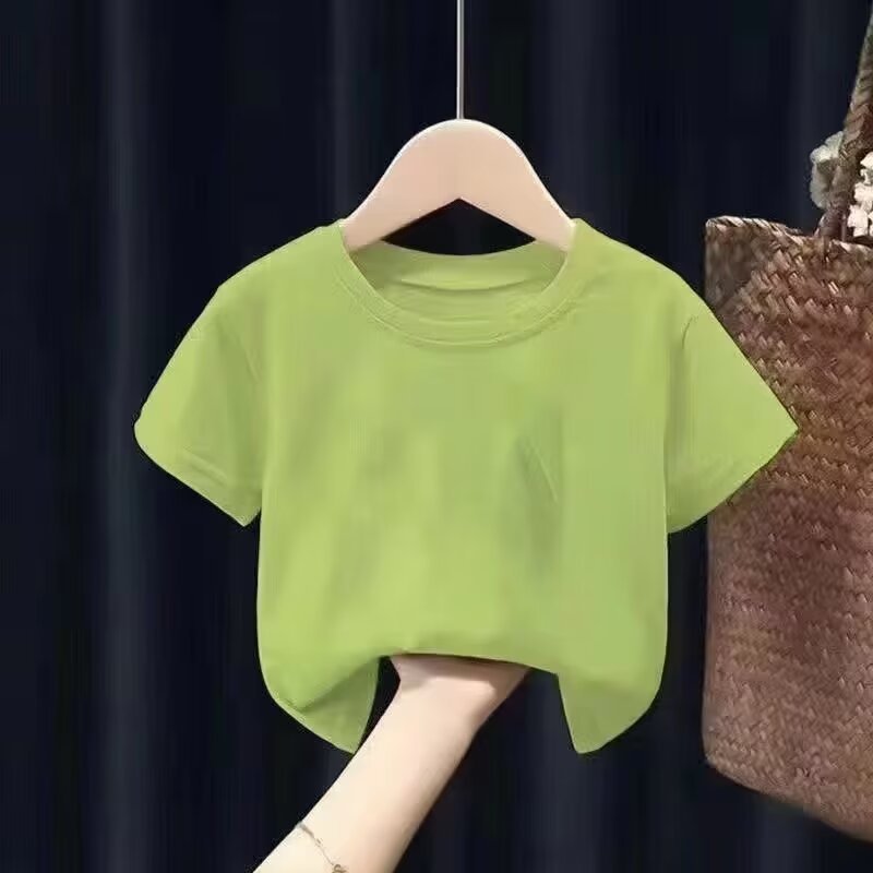 男女童纯色2026新款日常简约夏季短袖T恤休闲百搭宽松修身上衣T恤
