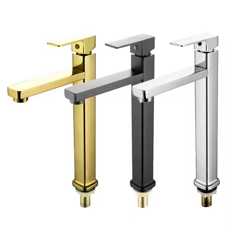 Cross-border zinc alloy square single-cooling faucet, washbasin, bathroom countertop basin, and high single-cooling faucet Specification drawing
