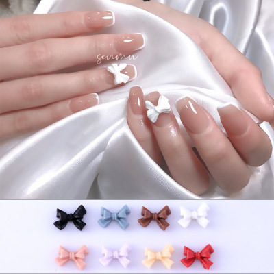 美甲蝴蝶结饰品新网红磨砂立体成品小红书日系小号指甲贴钻 领结|ms