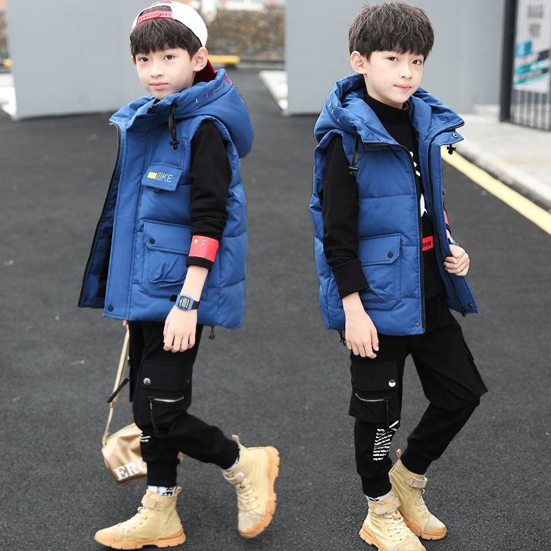 Children's Wear Boy's Winter Cotton Vest 2024 New Style Large Children's Thickened Small Boy's Handsome Outer Wearing Vest Trendy Children's Wear Boy's Winter Cotton Vest 2024 New Style Large Children's Thickened Small Boy's Handsome Outer Wearing Vest Trendy