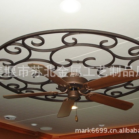 欧式酒店装饰铁艺吊顶花  别墅造型室内金属工艺装饰隔断风扇花片